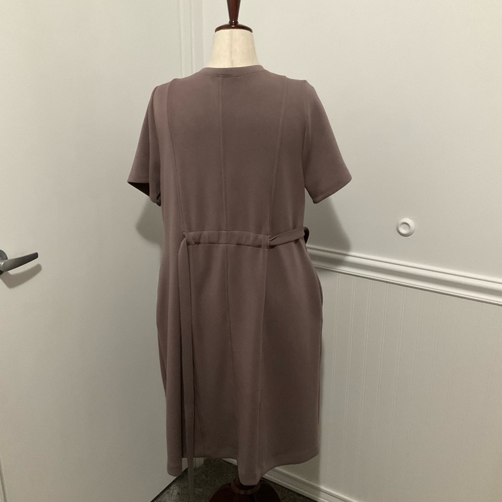 Lane Bryant Mauve Short-Sleeve Tie-Waist Midi Dress - Picture 2 of 6